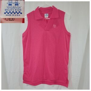 Kellys kids size small womens pink sleeveless polo v neck tunic tank top